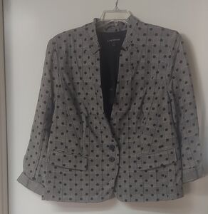 Lane Bryant Black and Gray Checkered Blazer